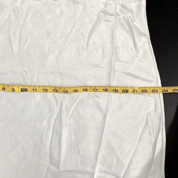 Vintage White Satin Midi Babydoll Slip Dress Lace Sequins Beaded - Picture 10 of 14